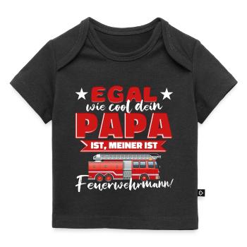 Junge Mädchen Feuerwehr cooler Papa Feuerwehrmann - Baby Premium Organic T-Shirt - Schwarz - Vorne