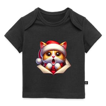 Noël chat - T-shirt Premium bébé bio - noir - Devant
