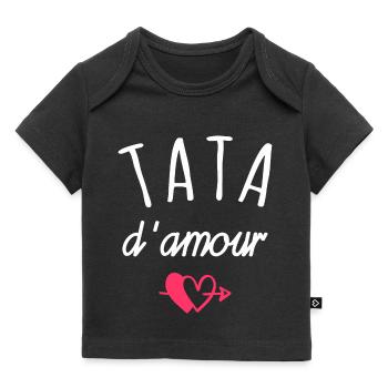 tata d amour / cadeau humour tata - T-shirt Premium bébé bio - noir - Devant