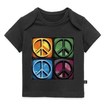 Colorful Peace Symbols - Baby Premium Organic T-shirt - black - Front