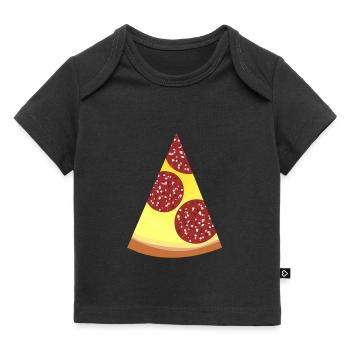 Pizzastück für Eltern-Baby Partnerlook - 2 Kinder - Baby Premium Organic T-Shirt - Schwarz - Vorne