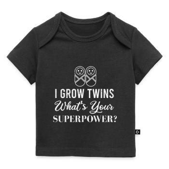 Tweeling Ik groei een tweeling wat is je superkracht cadeau - Baby Premium t-shirt biologisch - zwart - Voor