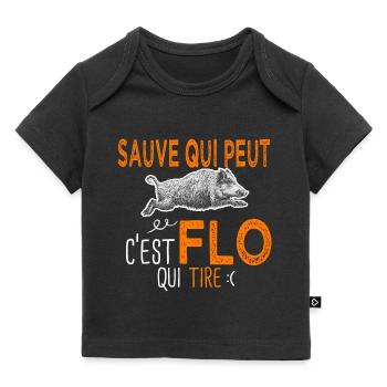 c'est Flo qui tire Humour Chaseur Florian Florent - T-shirt Premium bébé bio - noir - Devant