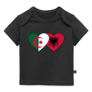 Algérie Albanie Drapeau Coeur - T-shirt Premium bébé bio - noir - Devant