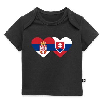 Serbien Slowakei Herz Flagge - Baby Premium Organic T-Shirt - Schwarz - Vorne