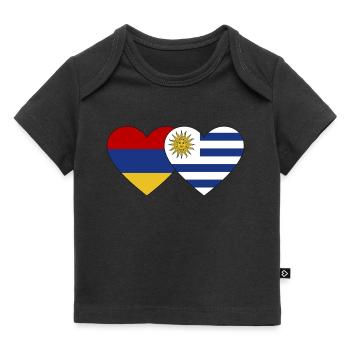 Armenien Uruguay Flagge Herz - Baby Premium Organic T-Shirt - Schwarz - Vorne