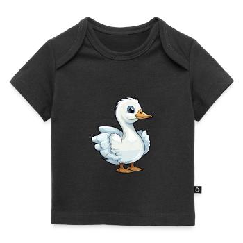 Oie mignon dessin animé kawaii aquarelle animal animal de compagnie - T-shirt Premium bébé bio - noir - Devant