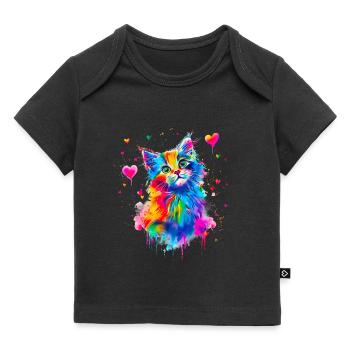 Bunte niedliche Katze mit Herz - Baby Premium Organic T-Shirt - Schwarz - Vorne