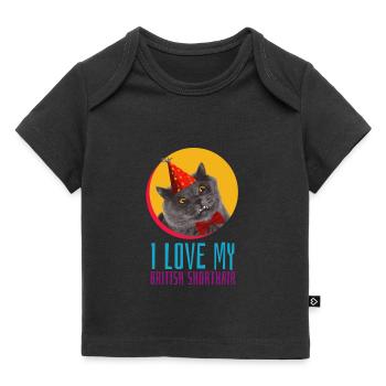 Britsch Shorthair Geburtstag Hut Fliege Geschenk - Baby Premium Organic T-Shirt - Schwarz - Vorne