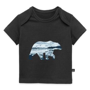 Double exposition Animaux - Ours polaire - Cadeau - T-shirt Premium bébé bio - noir - Devant