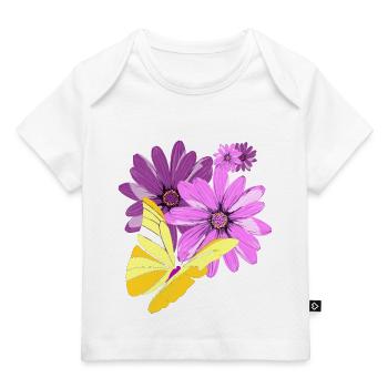 Papillon sur les fleurs - T-shirt Premium bébé bio - marine foncé - Devant
