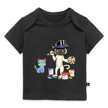 Chat Peintre Maître Artiste Académie d’Art - T-shirt Premium bébé bio - noir - Devant