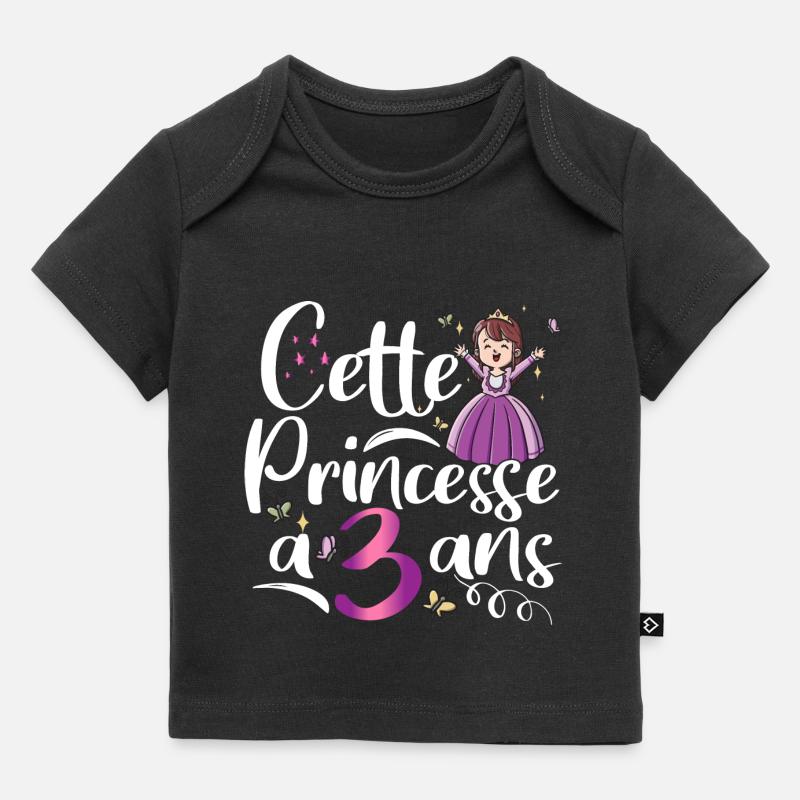 Anniversaire 3 ans Princesse Cadeau - T-shirt Premium bébé bio - noir