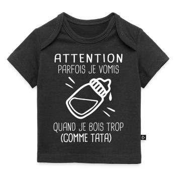 je vomis quand je bois trop comme Tata Humour - T-shirt Premium bébé bio - noir - Devant