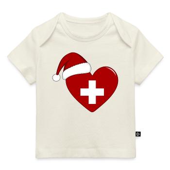 Coeur de Noël drapeau suisse - T-shirt Premium bébé bio - marine foncé - Devant