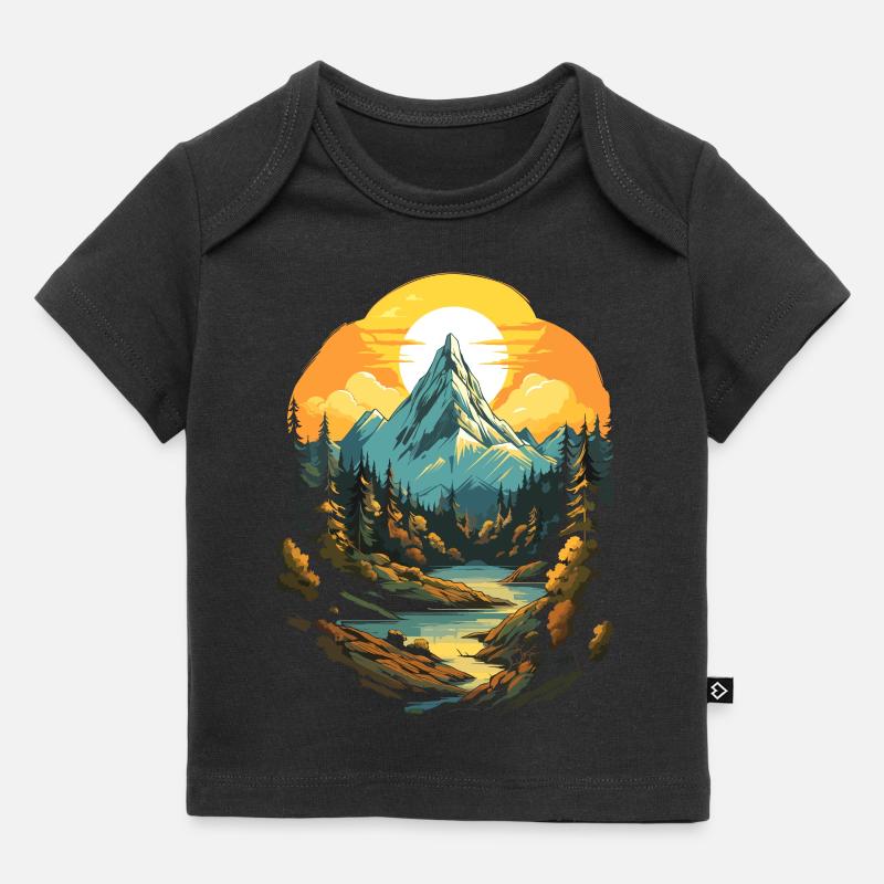 Montagnes au coucher du soleil - T-shirt Premium bébé bio - noir