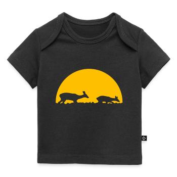 Cerf au coucher du soleil - T-shirt Premium bébé bio - noir - Devant