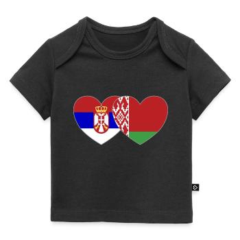 Serbie Biélorussie Drapeau Cœur - T-shirt Premium bébé bio - noir - Devant