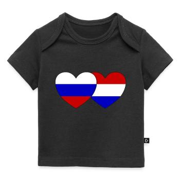 Russia Holland Flag Heart - Baby Premium Organic T-shirt - black - Front