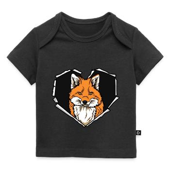 Fuchs Riss zerissenes Loch Herz Fuchsgesicht - Baby Premium Organic T-Shirt - Schwarz - Vorne