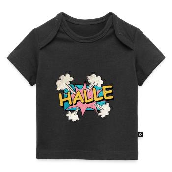 Halle Germany City Font Pop Art Comic - Baby Premium Organic T-shirt - black - Front