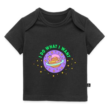 Drôle de chat dans l’espace « Je fais ce que je veux » - T-shirt Premium bébé bio - noir - Devant
