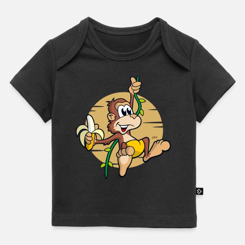freches kleines Comic-Äffchen mit Banane - Baby Premium Organic T-Shirt - Schwarz
