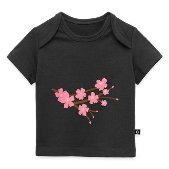 Fleur de cerisier japonais - T-shirt Premium bébé bio - noir - Devant