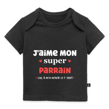 j'aime mon super parrain - T-shirt Premium bébé bio - noir - Devant