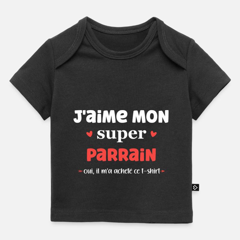 j'aime mon super parrain - T-shirt Premium bébé bio - noir