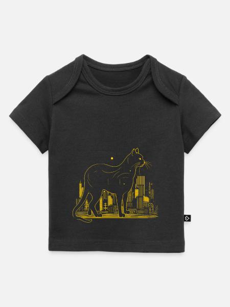 Cat Big City Yellow Gift - Baby Premium Organic T-shirt - black