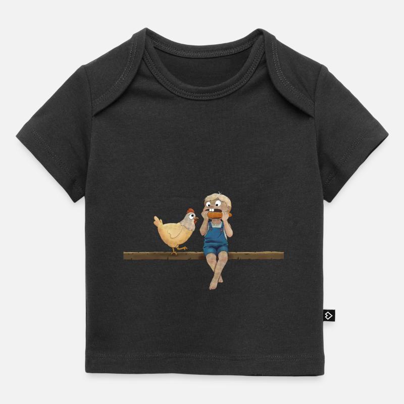Garçon avec du poulet et du maïs - T-shirt Premium bébé bio - noir