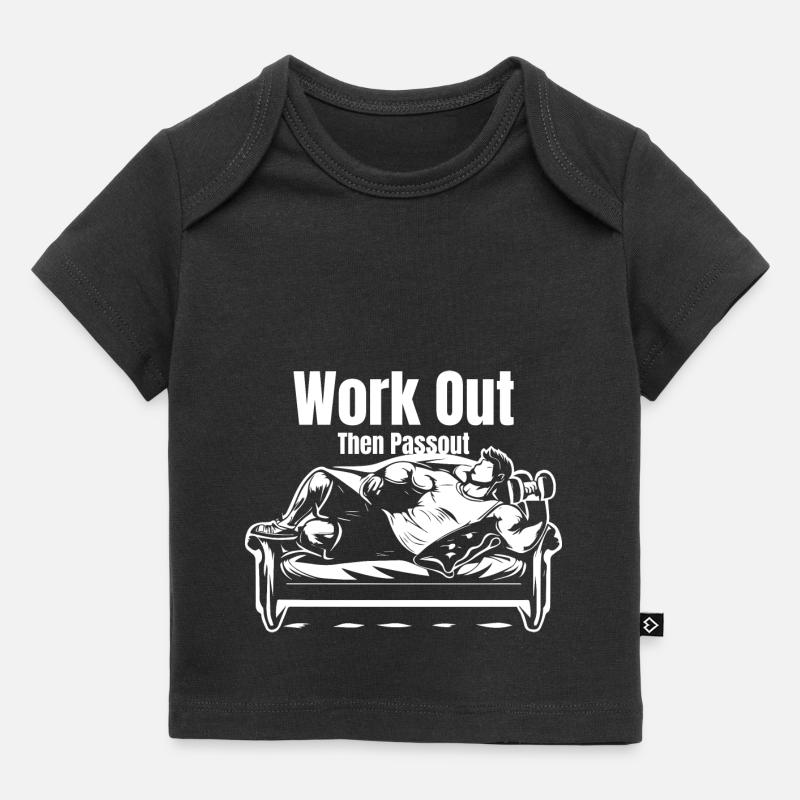 TSHIRT DE GYMNASTIQUE POUR HOMME S’ENTRAÎNER PUIS S’ÉVANOUIR - T-shirt Premium bébé bio - noir