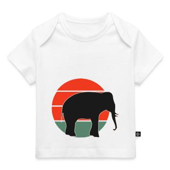 Vintage elephant sunset design - Baby Premium Organic T-shirt - dark navy - Front