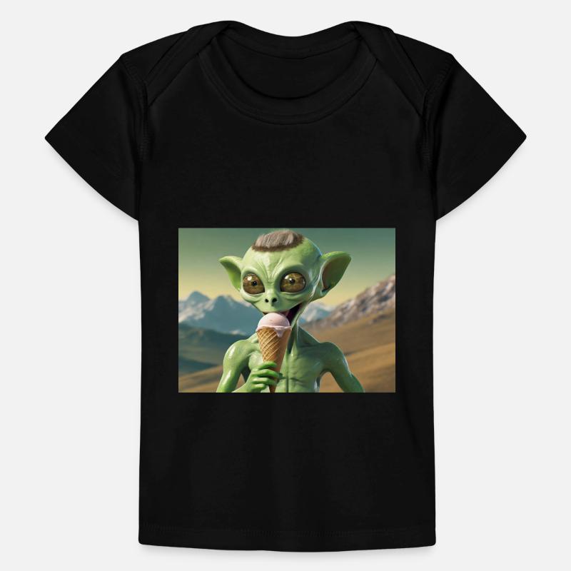 Alien gris à la surface de la lune – manger de la crème glacée T-shirt Premium bébé bio