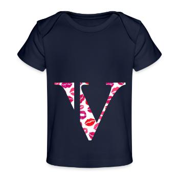 Lettre v bisous - T-shirt Premium bébé bio - marine foncé - Devant