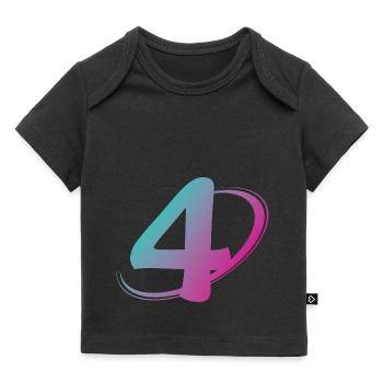 Nummer 4 mehrfarbig - Baby Premium Organic T-Shirt - Schwarz - Vorne