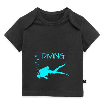 Diving Taucher mit Luftblasen Scuba Diver - Baby Premium Organic T-Shirt - Schwarz - Vorne