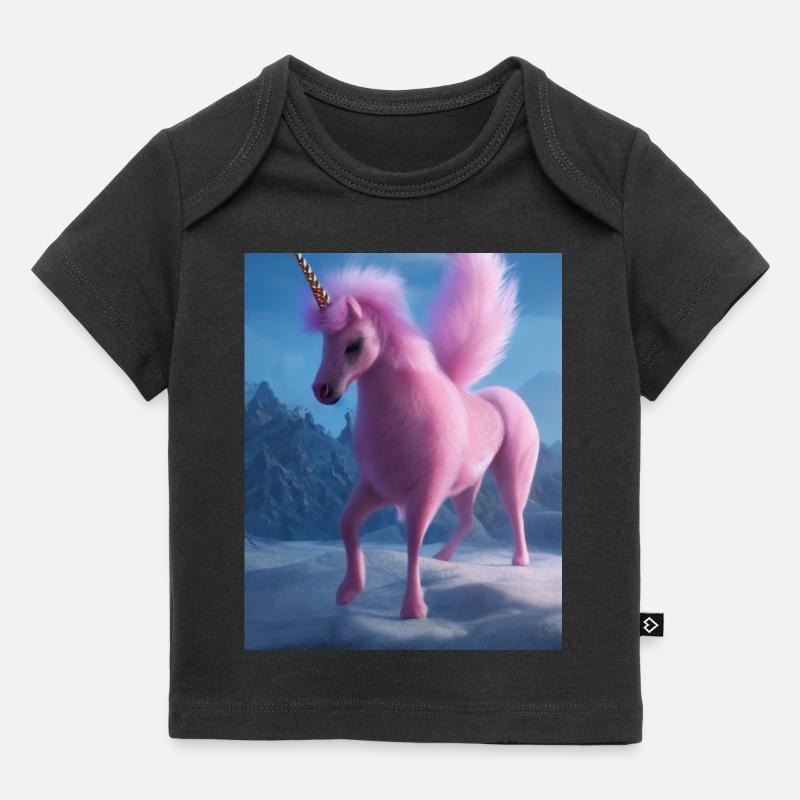 Dessin animé comique d’une licorne queer avec du rose - T-shirt Premium bébé bio - noir