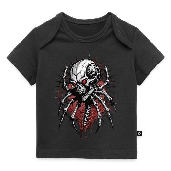 Spider Skull // Totenkopf Spinnennetz FS0019 - Baby Premium Organic T-Shirt - Schwarz - Vorne