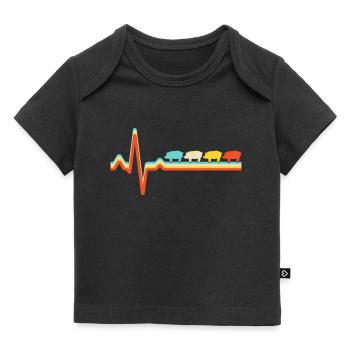 Pig Retro Heartbeat - Baby Premium Organic T-shirt - black - Front