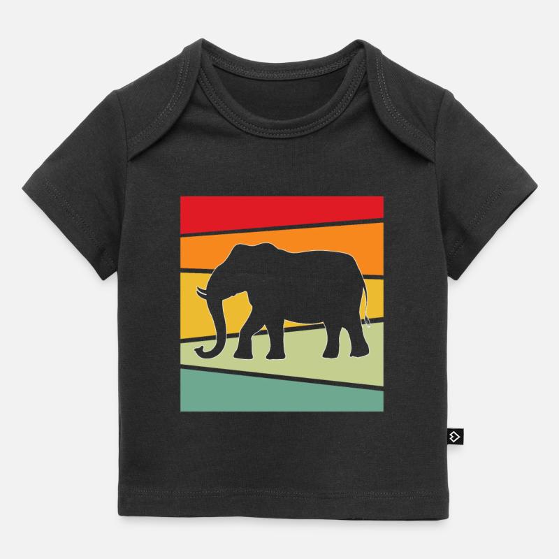 Elefante Retrò - T-shirt Premium neonato bio - nero