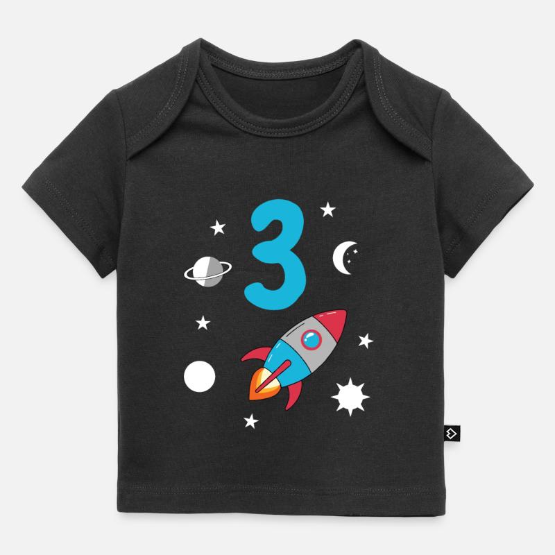 Fusée d’anniversaire et espace - T-shirt Premium bébé bio - noir
