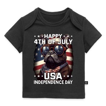 Bulldogge 4 July Independence Day USA Flagge - Baby Premium Organic T-Shirt - Schwarz - Vorne