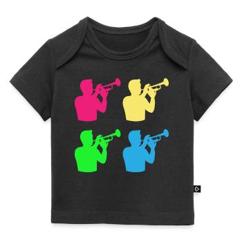 Trompetenklang in Farbe – Musikalischer Regenbogen - Baby Premium Organic T-Shirt - Schwarz - Vorne