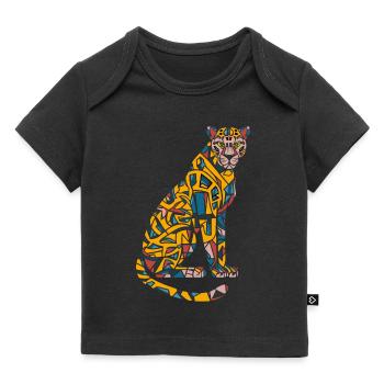 Mosaïque colorée léopard œuvre d’art pour les amoureux des animaux - T-shirt Premium bébé bio - noir - Devant