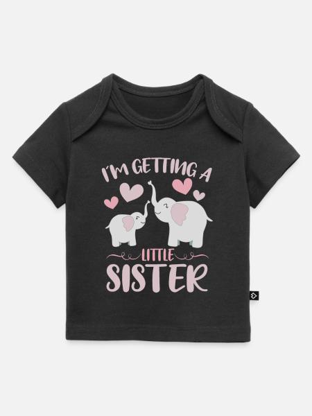 Lillesøster afslører at få lillesøster elefant - Premium baby t-shirt økologisk - sort