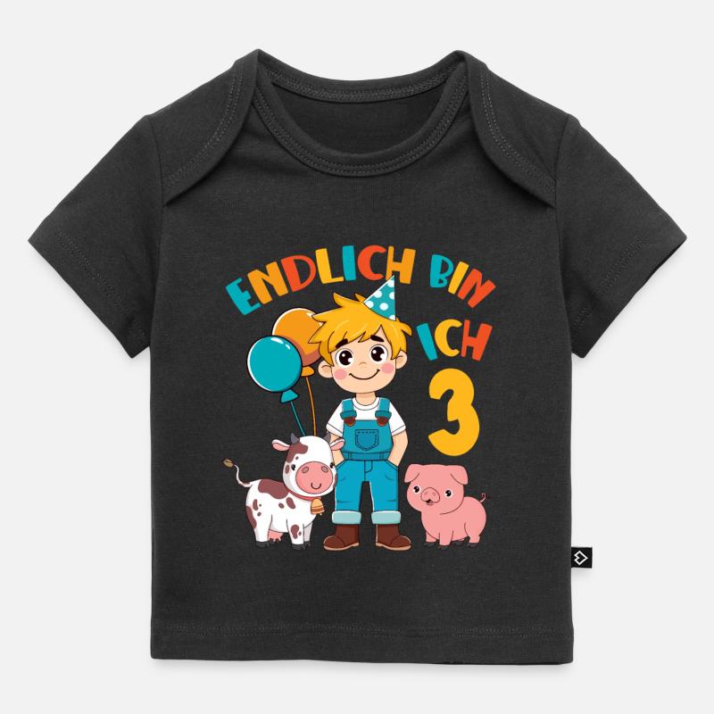 3 ans fermier enfin 3 garçon anniversaire motif - T-shirt Premium bébé bio - noir