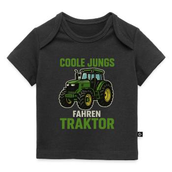 Coole Jungs fahren Traktor – Bauernhof Spruch - Baby Premium Organic T-Shirt - Schwarz - Vorne
