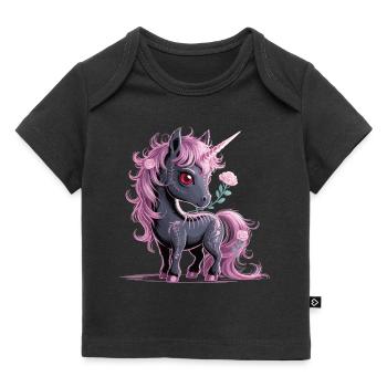 Dark Fantasy Unicorn with Rose Shirt - Baby Premium Organic T-shirt - black - Front